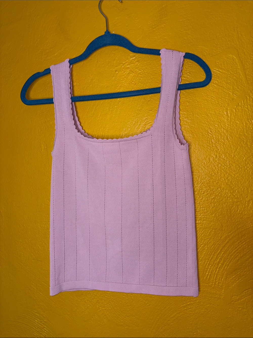 HALARA Pink Lavender Knit Square Neck Tank w Scalloped Trim NWOT Medium